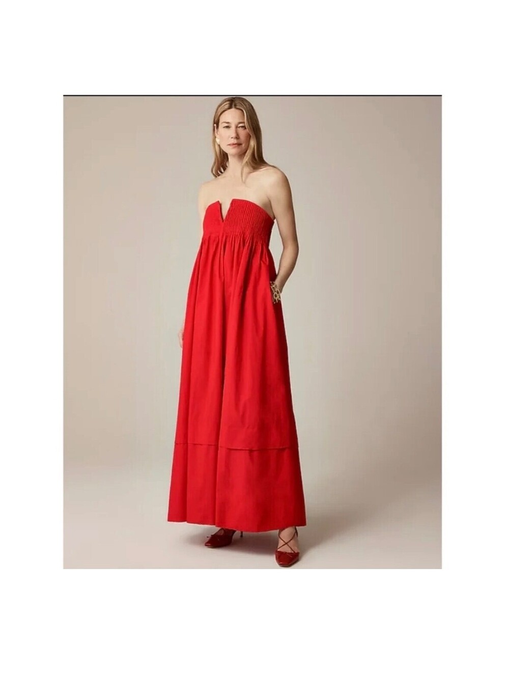 J.Crew Collection Strapless Notched Maxi Dress